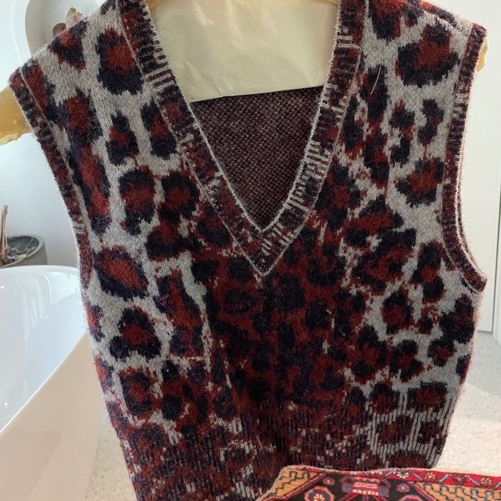 Rag and Bone wool leopard vest